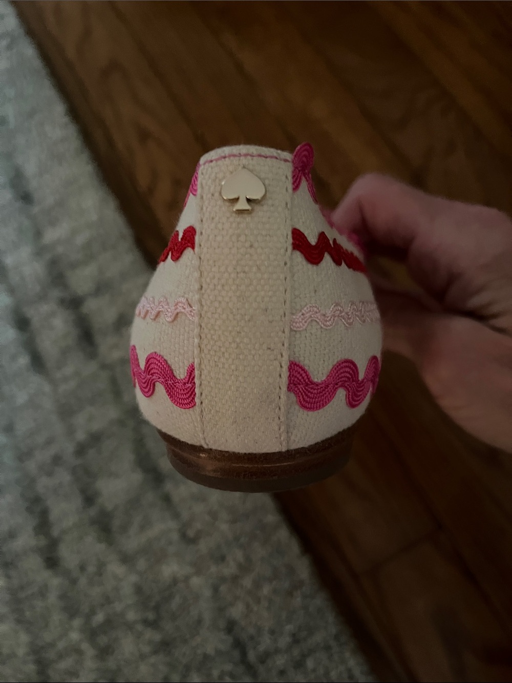 kate spade Cream Pointed-Toe Flats with Pink & Red Trim - Picture 6 of 7
